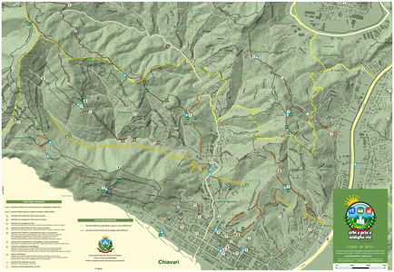 cartina dei sentieri di Chiavari - le creuze di mattoni e i sentieri storici