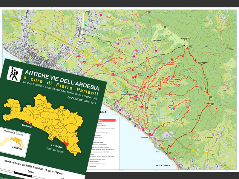 cartina delle Antiche Vie dell'Ardesia di Lavagna per l'associazione Pietre Parlanti