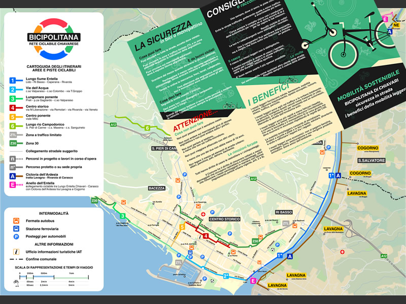 brochure e materiale informativo piste ciclabili Comune di Chiavari